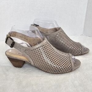 Paul Green Beige Perforated Heeled Sandals